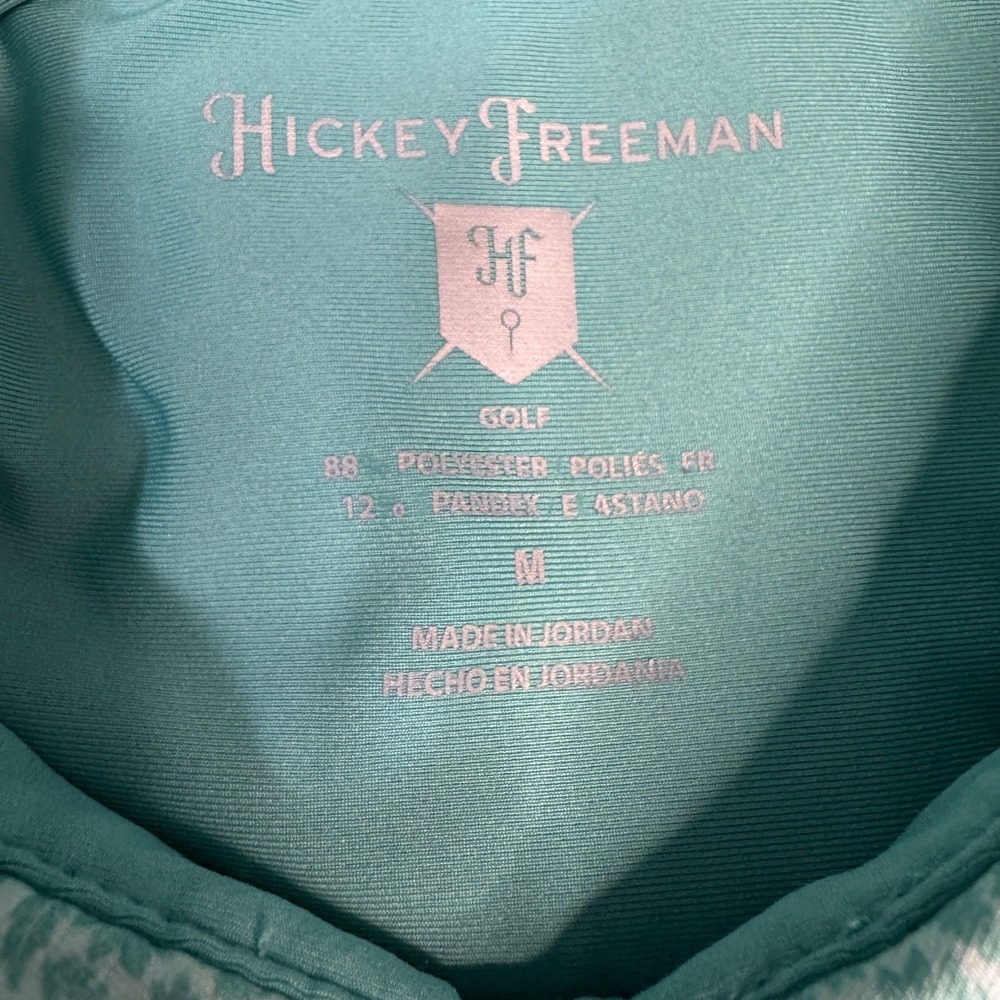 Hickey Freeman Men's Golf Polo Shirt Medium Floral Print Green - Picture 6 of 9